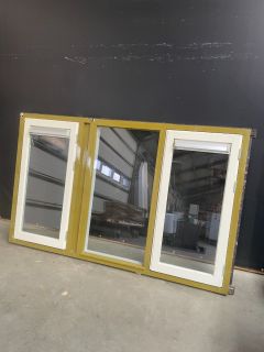 Hardhouten Kozijn 232 B x 144 H met draairamen en dauerlufters 12072 Hout